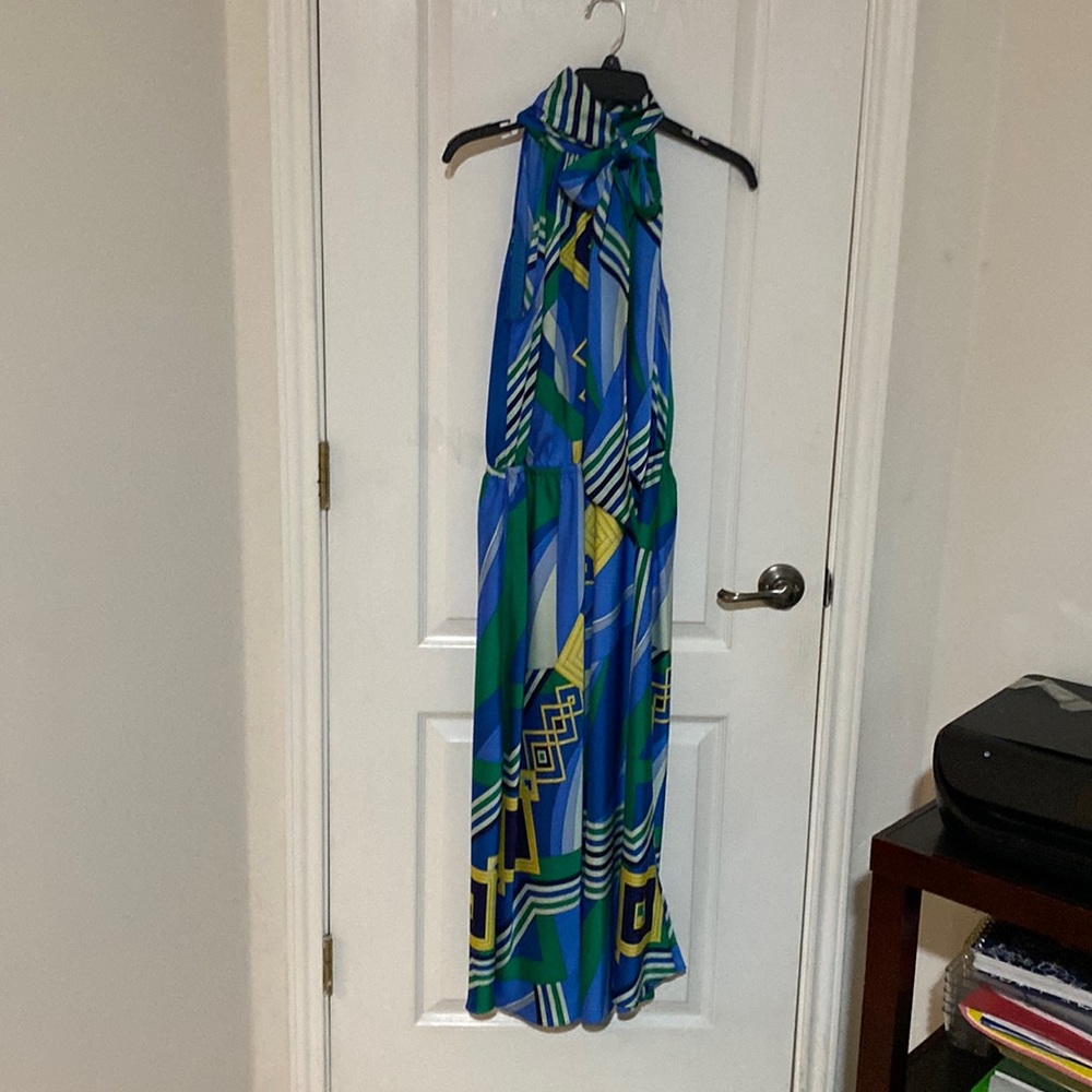 High Neck Geometric Dress